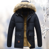 Parka d'Hiver pour Hommes | Doublée de Plumes et Capuche en Fourrure