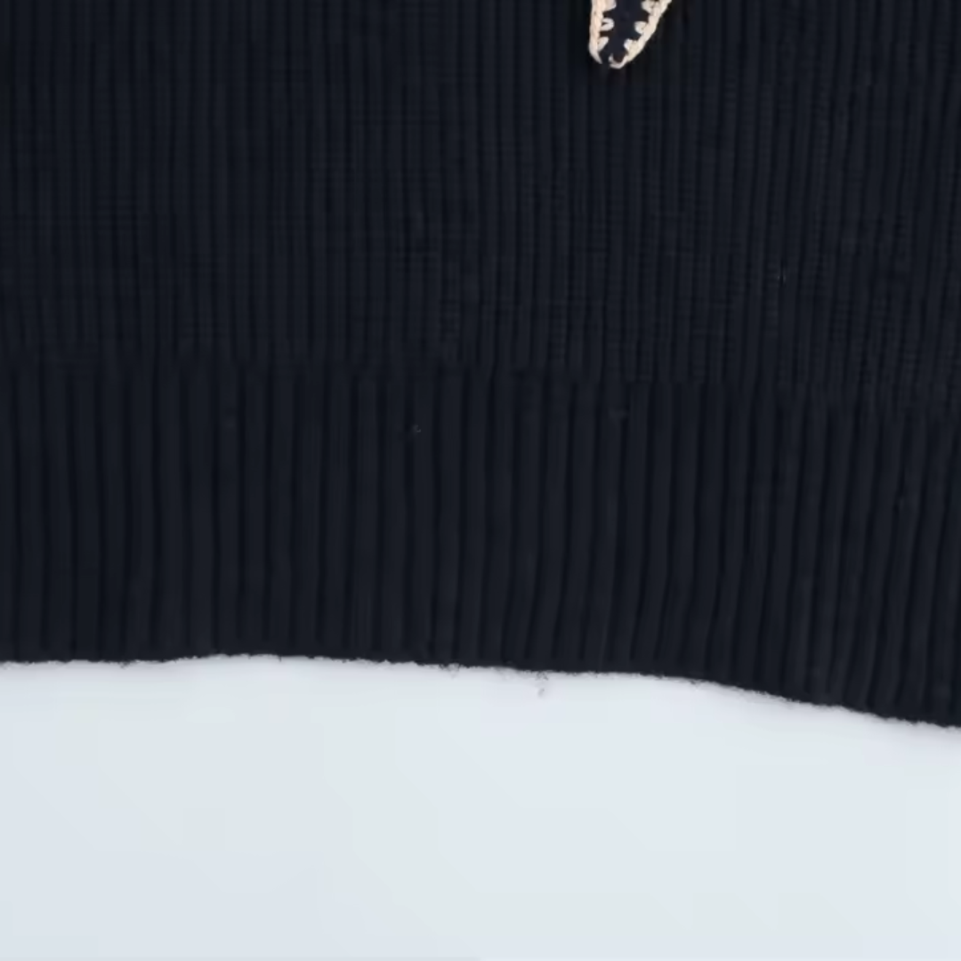 Sweter kobiet z węzłem kołnierza | Kontrastowane wykończenie