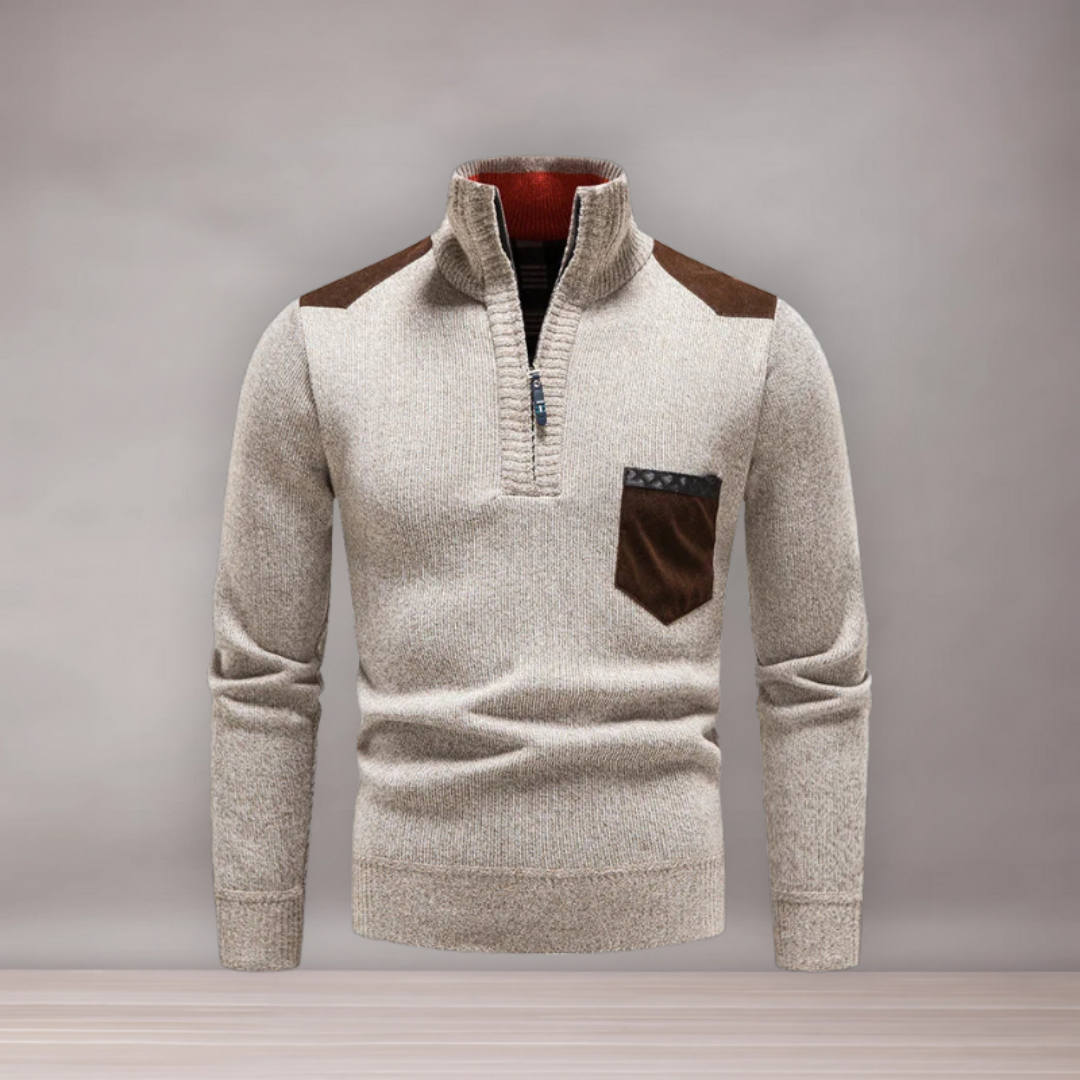 Pull thermique à demi-zip pour hommes | Col montant