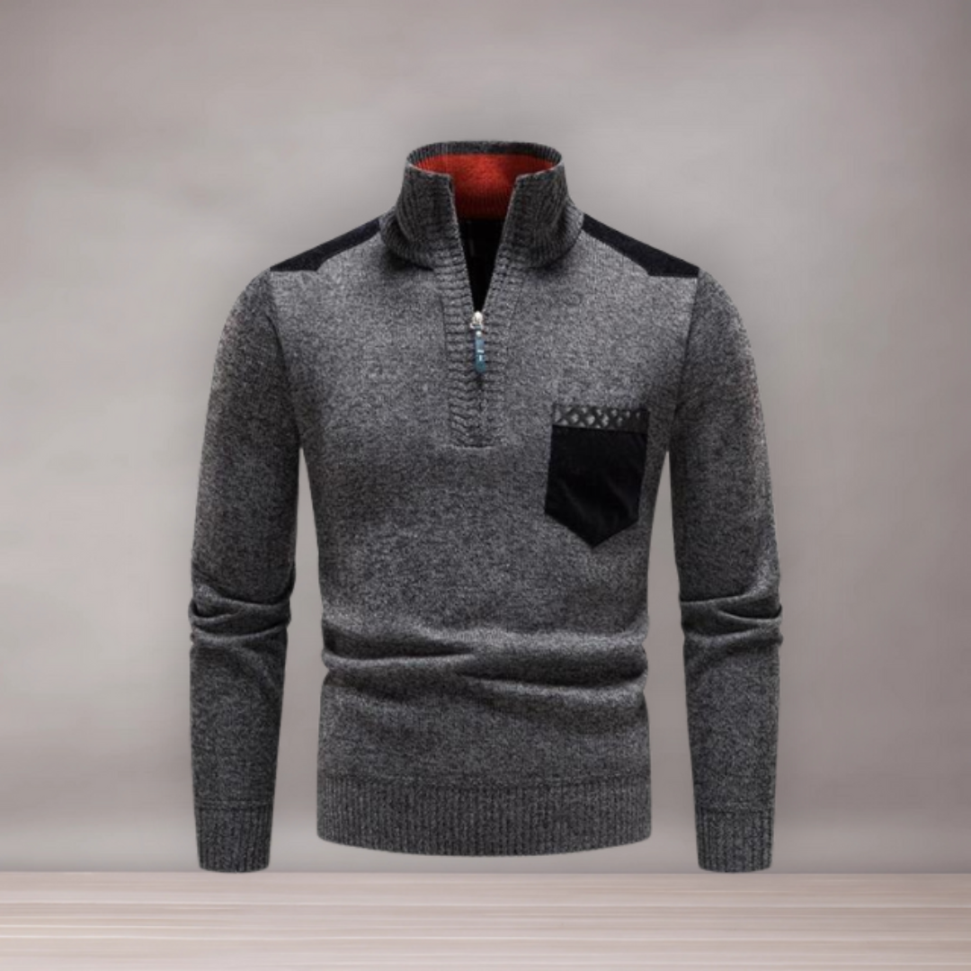 Pull thermique à demi-zip pour hommes | Col montant
