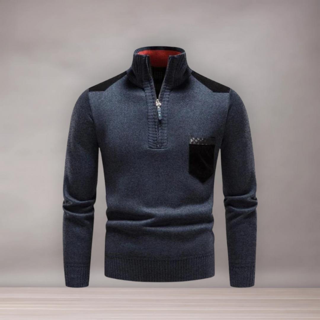 Pull thermique à demi-zip pour hommes | Col montant