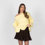 Pull en maille à épaules dénudées pour femme | Coupe ample