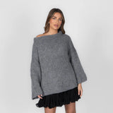 Pull en maille à épaules dénudées pour femme | Coupe ample