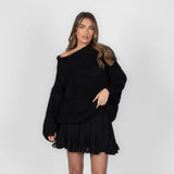Pull en maille à épaules dénudées pour femme | Coupe ample