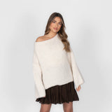 Pull en maille à épaules dénudées pour femme | Coupe ample