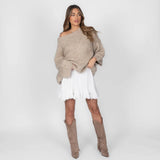 Pull en maille à épaules dénudées pour femme | Coupe ample