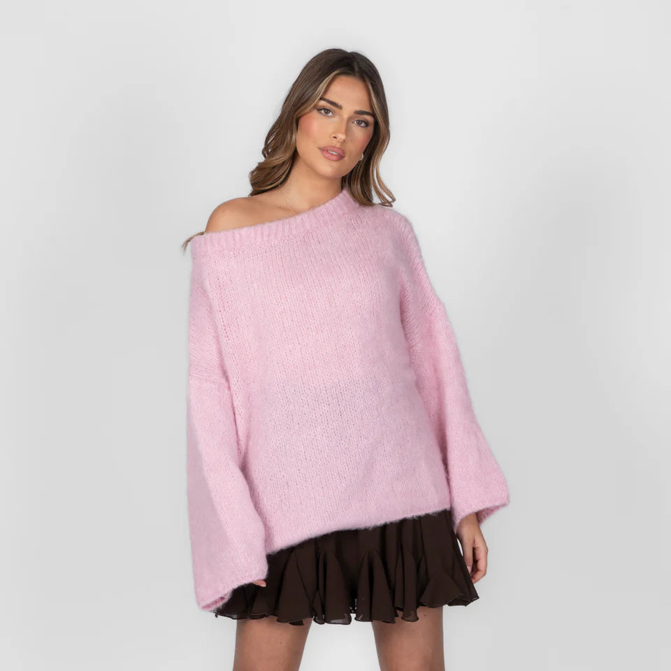 Pull en maille à épaules dénudées pour femme | Coupe ample