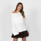Pull en maille à épaules dénudées pour femme | Coupe ample