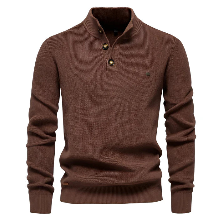 Pull homme à col zippé quart