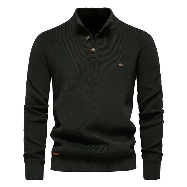 Pull homme à col zippé quart