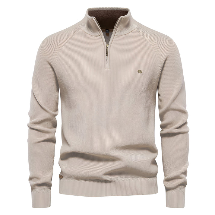 Pull homme à col zippé quart