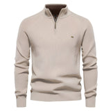Pull homme à col zippé quart