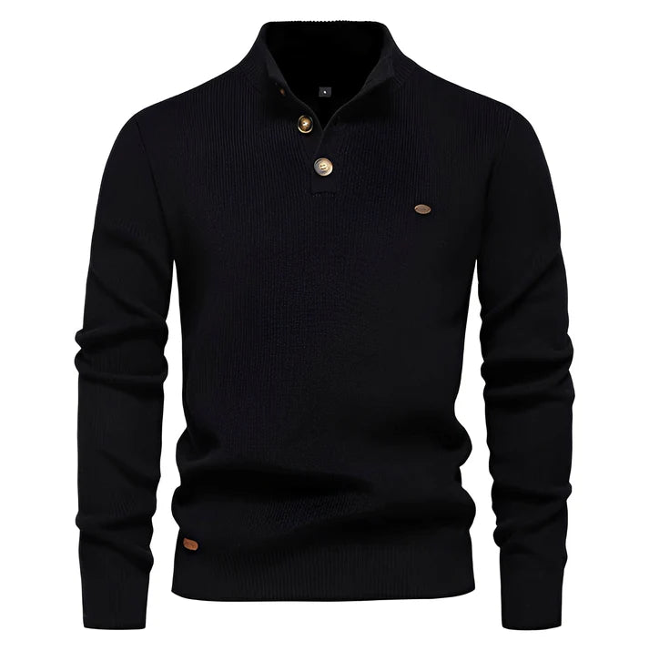 Pull homme à col zippé quart