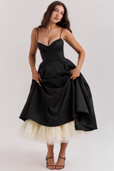 Robe de mariée à bretelles réglables | Robe midi en tulle
