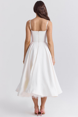 Robe de mariée à bretelles réglables | Robe midi en tulle
