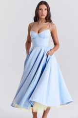 Robe de mariée à bretelles réglables | Robe midi en tulle
