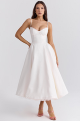 Robe de mariée à bretelles réglables | Robe midi en tulle