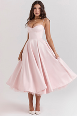 Robe de mariée à bretelles réglables | Robe midi en tulle