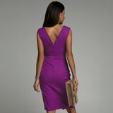 Robe de mariée sans manches – robe midi pour femme – col en V