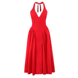 Robe Longue Plissée à Col Halter pour Femme | Élégante