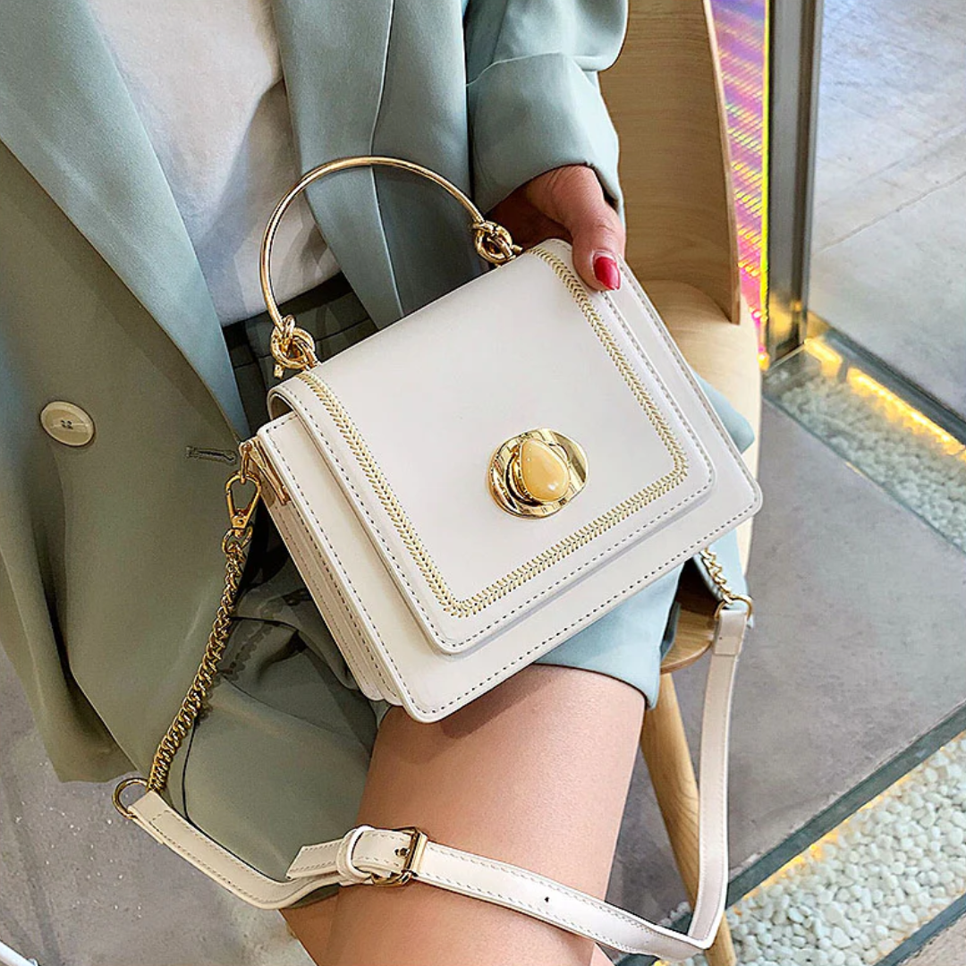 Sac à bandoulière carré pour femme | Quincaillerie dorée