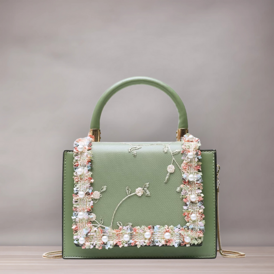 Sac à main pour femmes | Détail dentelle et fleurs