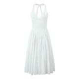 Robe Longue Plissée à Col Halter pour Femme | Élégante