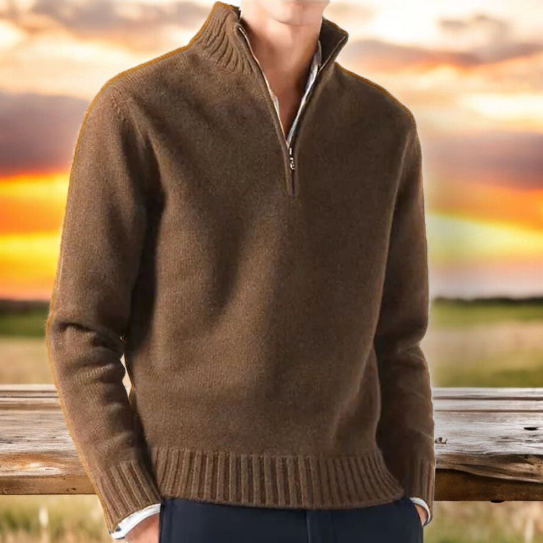 Pull quart de zip pour hommes | Tricot côtelé