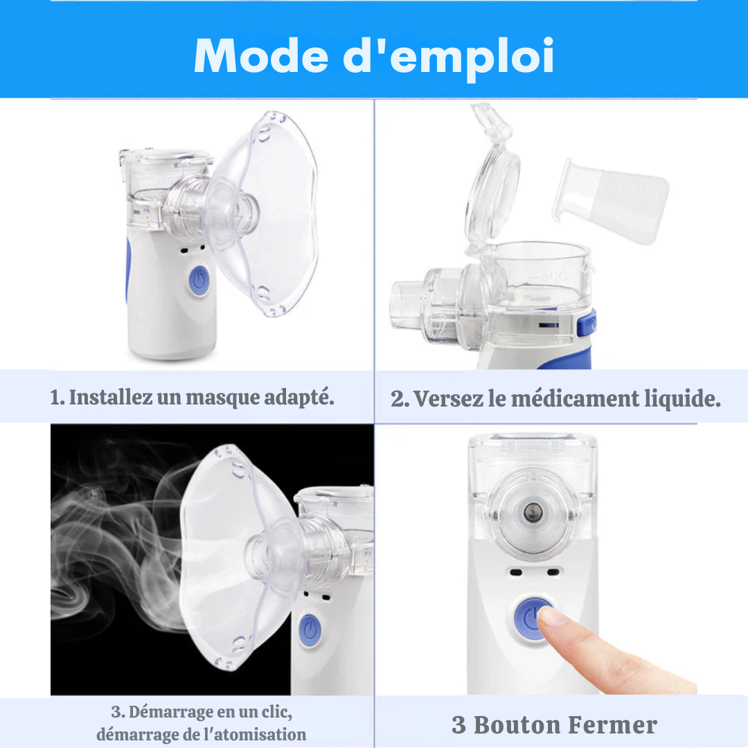 Vaporisateur à mailles 3-en-1 – NebriVibe – Portable – Fonction ultrasonique
