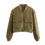 Veste Femme Bomber Chic | Col V avec Poches