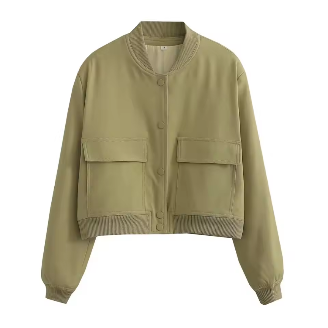 Veste Femme Bomber Chic | Col V avec Poches