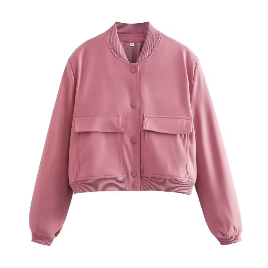 Veste Femme Bomber Chic | Col V avec Poches