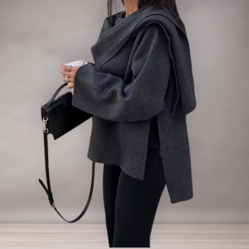 Veste Femme à Col Large Asymétrique | Coupe Évasée