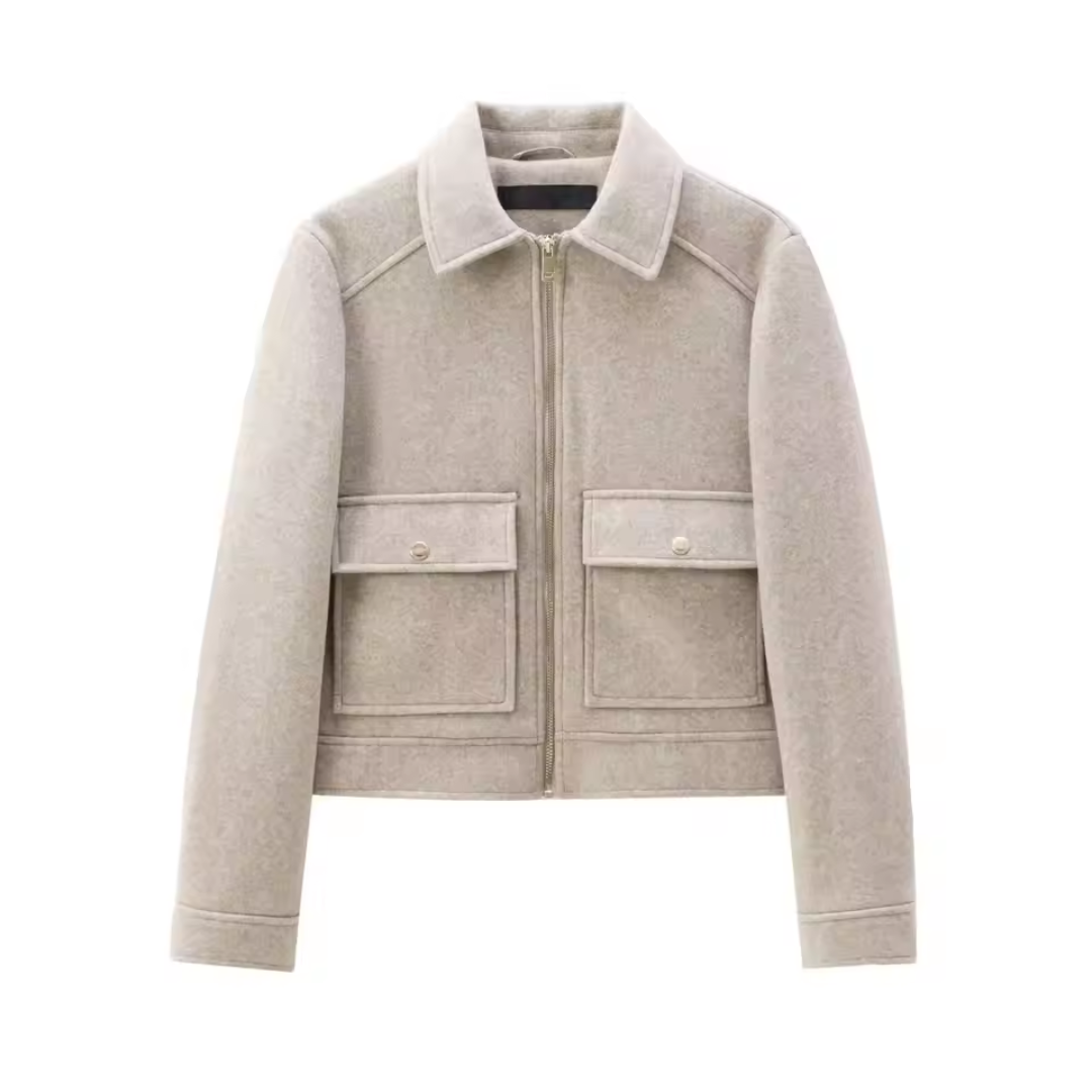 Veste Femme Courte Élégante | Poches à Rabat