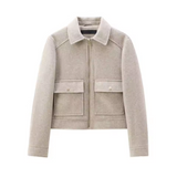 Veste Femme Courte Élégante | Poches à Rabat