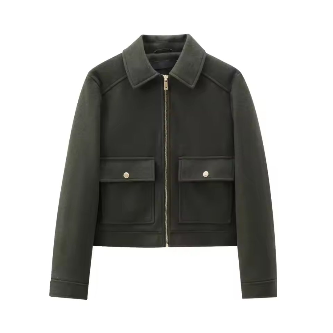 Veste Femme Courte Élégante | Poches à Rabat