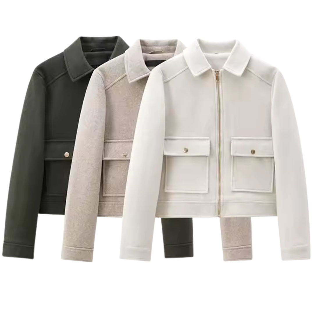 Veste Femme Courte Élégante | Poches à Rabat