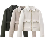 Veste Femme Courte Élégante | Poches à Rabat