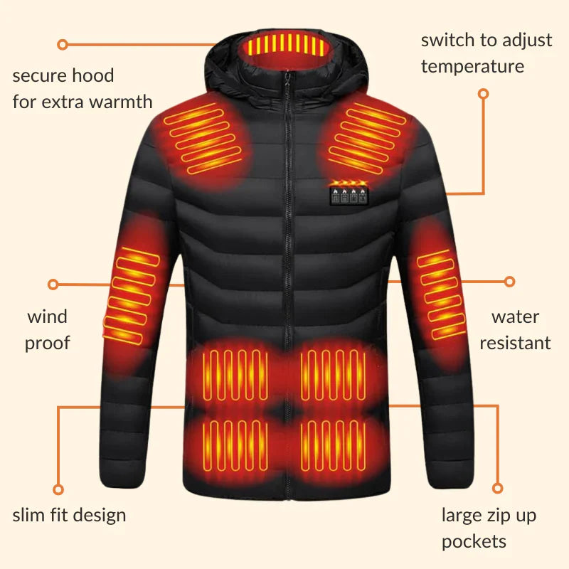 Veste matelassée chauffante pour hommes et femmes | Réglage thermique