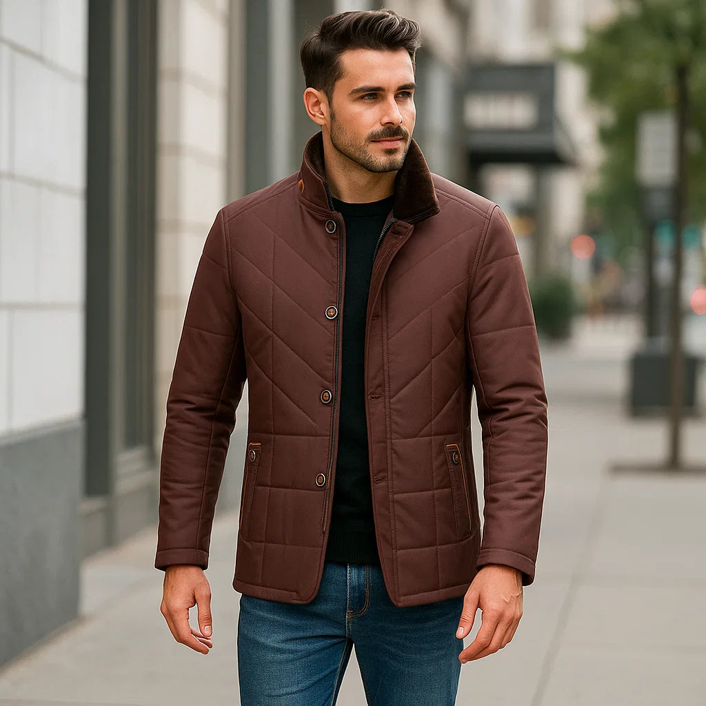 Veste d'hiver matelassée pour homme avec col montant | Poches latérales