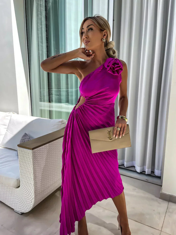 Tirenta | Robe de Soirée Fleurie à Une Épaule