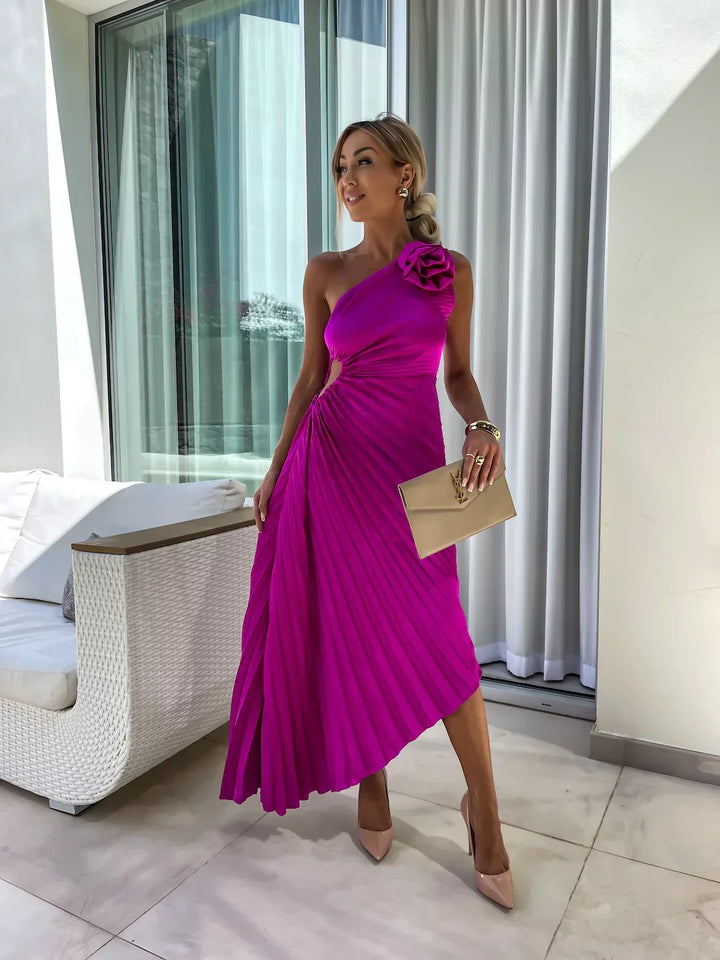 Tirenta | Robe de Soirée Fleurie à Une Épaule