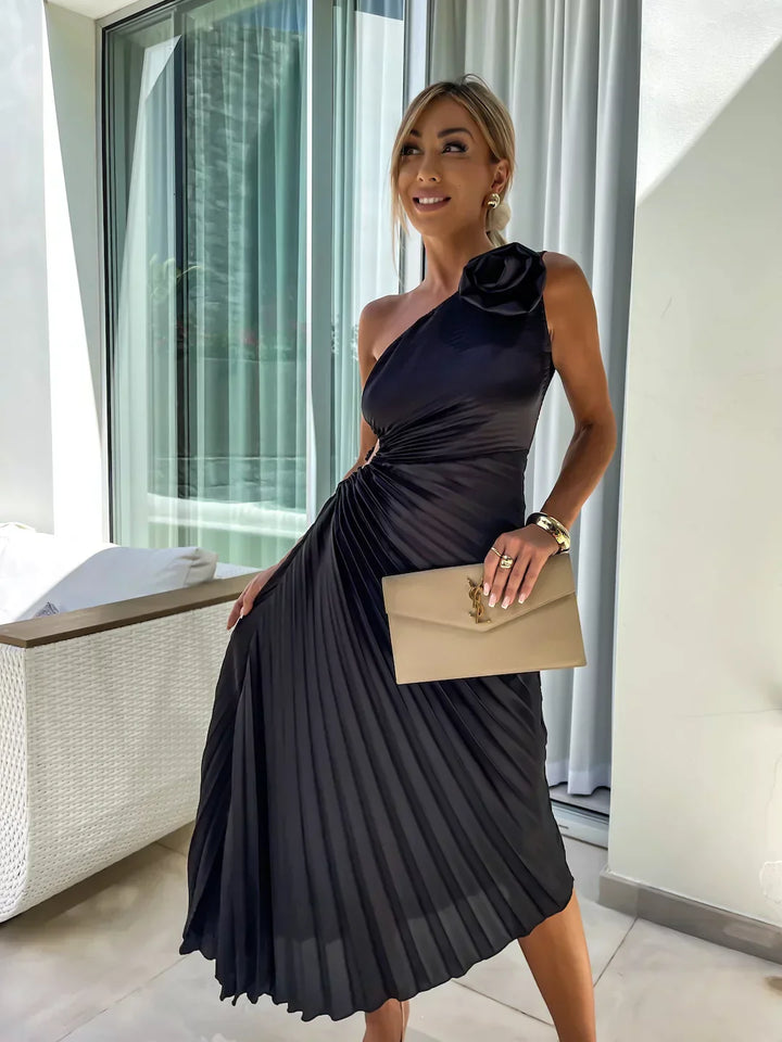Tirenta | Robe de Soirée Fleurie à Une Épaule