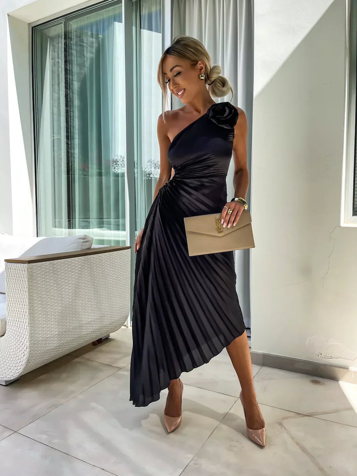 Tirenta | Robe de Soirée Fleurie à Une Épaule