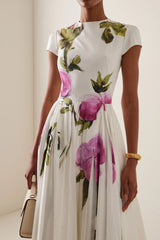 Tirenta - Robe Longue Roses Peintes